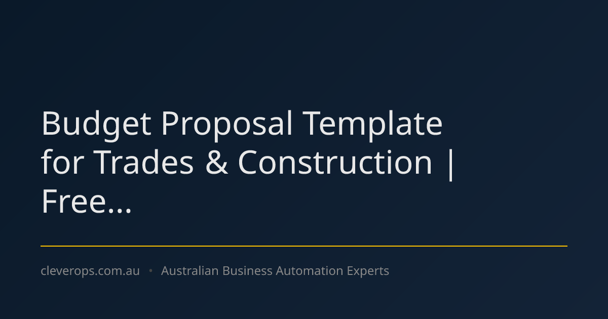 Budget Proposal Template for Trades & Construction | Free...