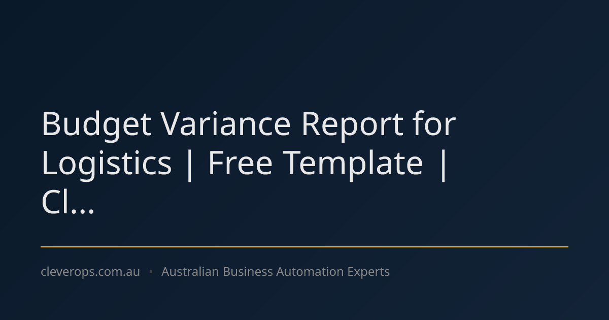 Budget Variance Report for Logistics | Free Template | Cl...