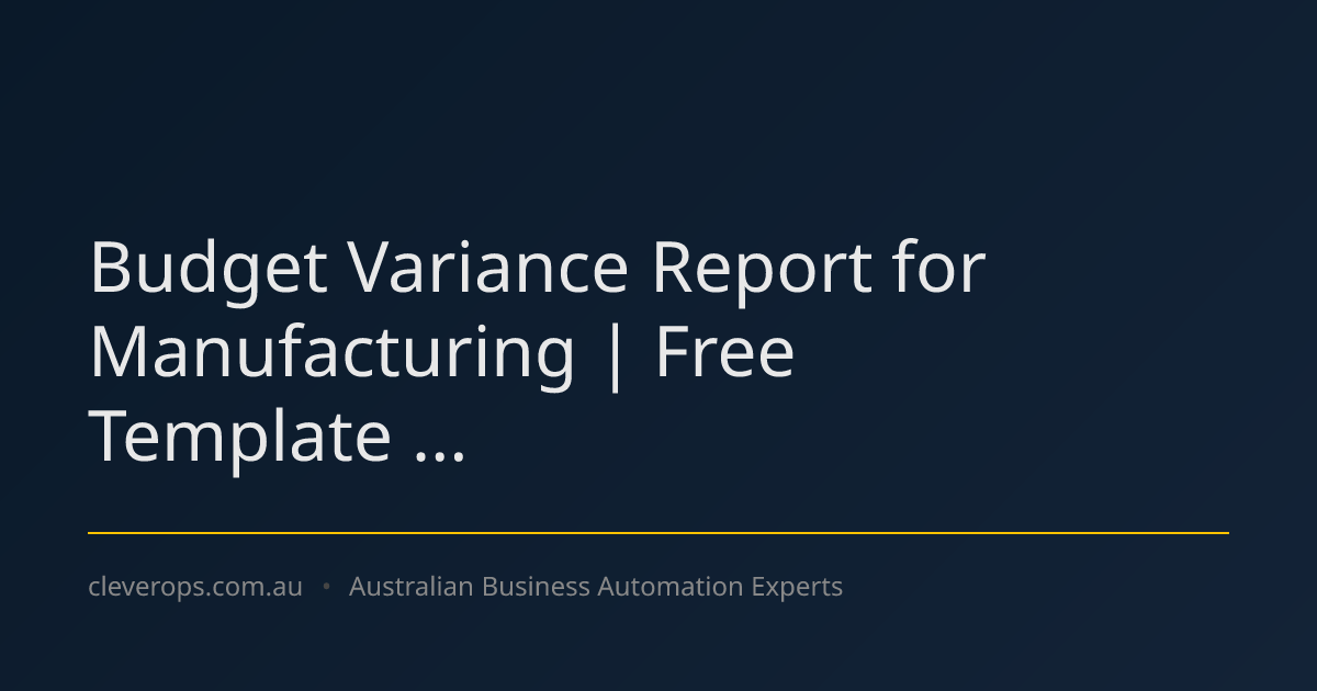 Budget Variance Report for Manufacturing | Free Template ...