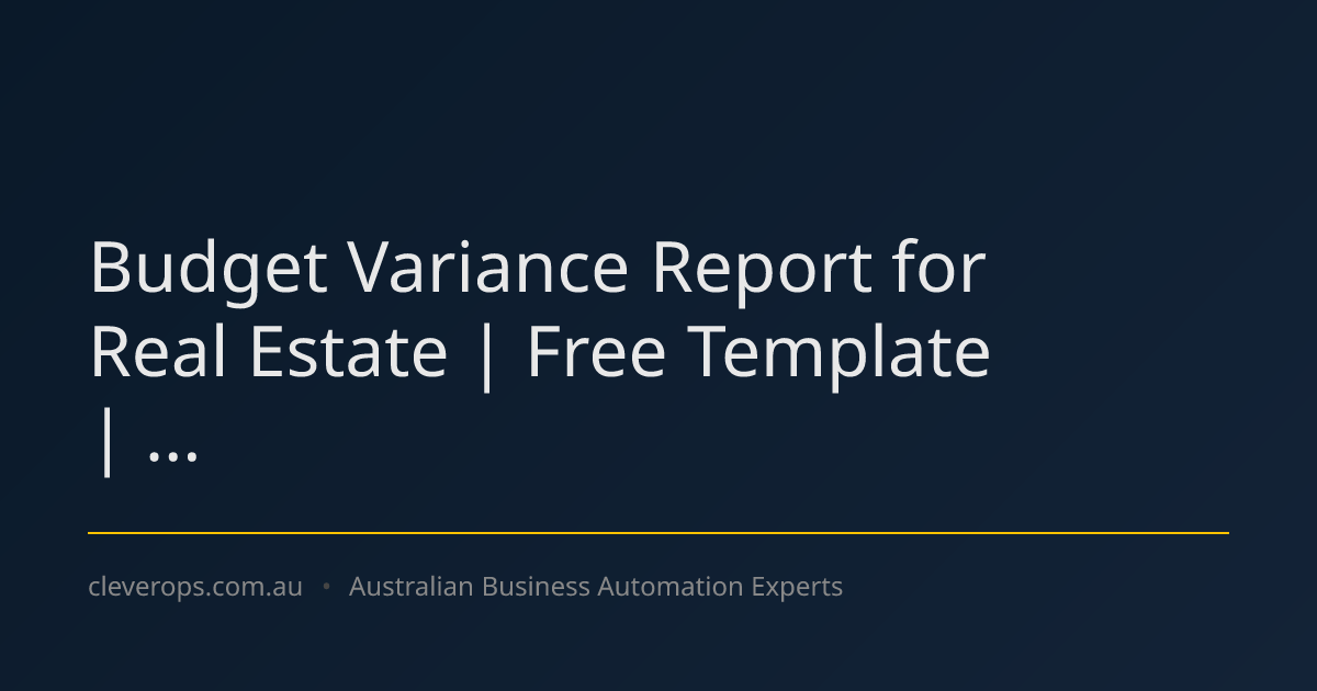 Budget Variance Report for Real Estate | Free Template