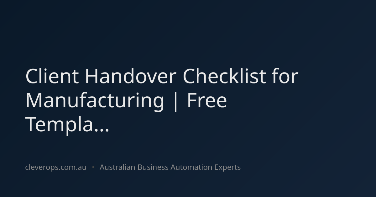 Client Handover Checklist for Manufacturing | Free Templa...
