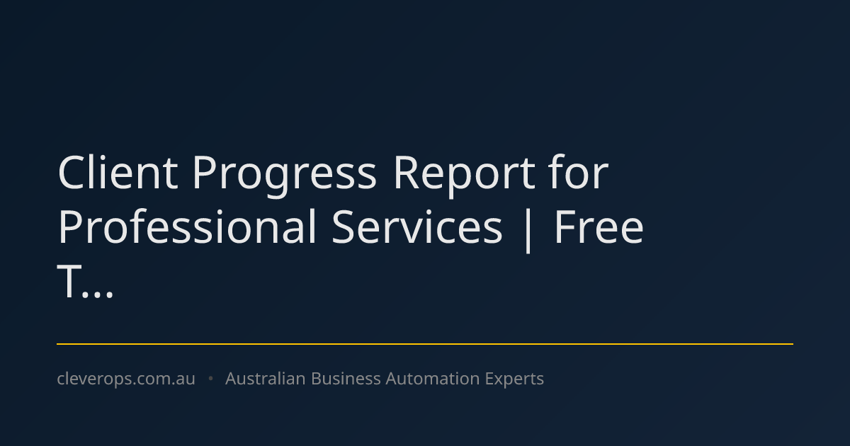 Client Progress Report for Professional Services | Free T...