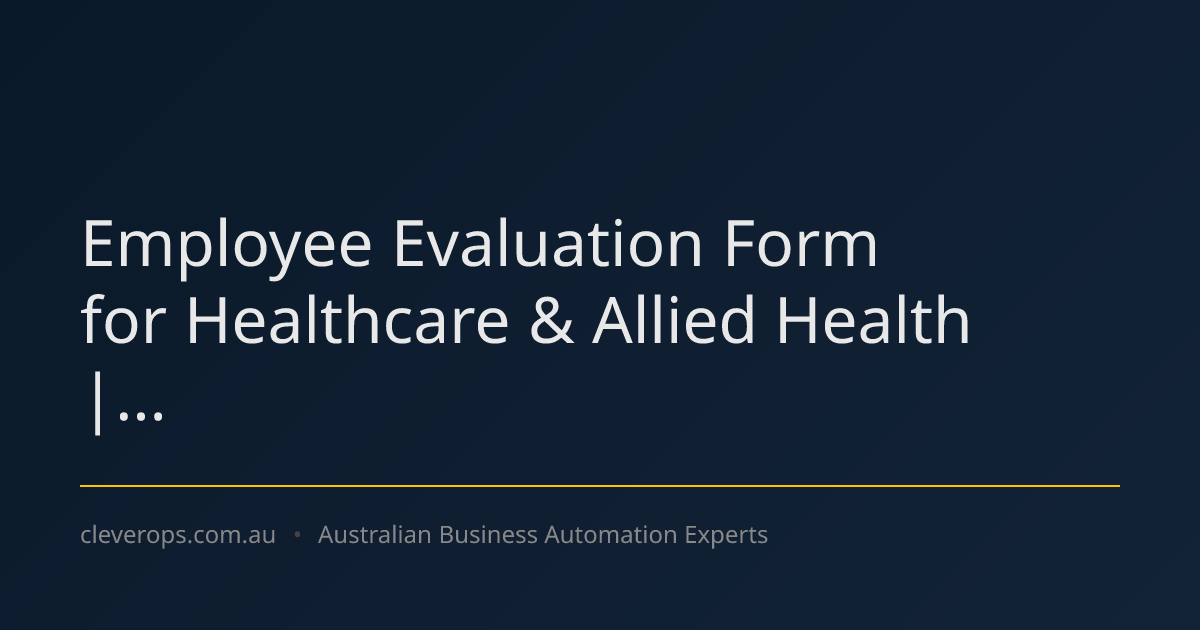 Employee Evaluation Form for Healthcare & Allied Health