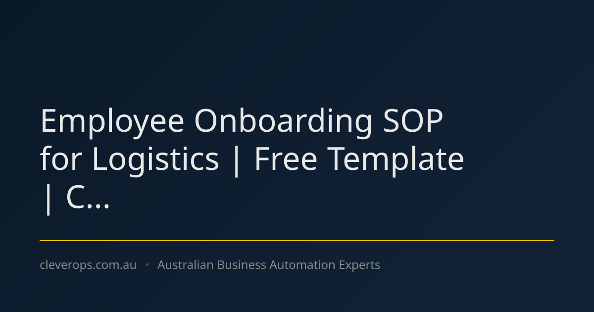 Employee Onboarding SOP for Logistics | Free Template | C...