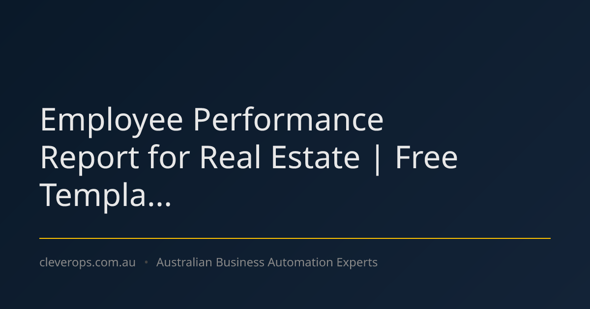 Employee Performance Report for Real Estate | Free Templa...