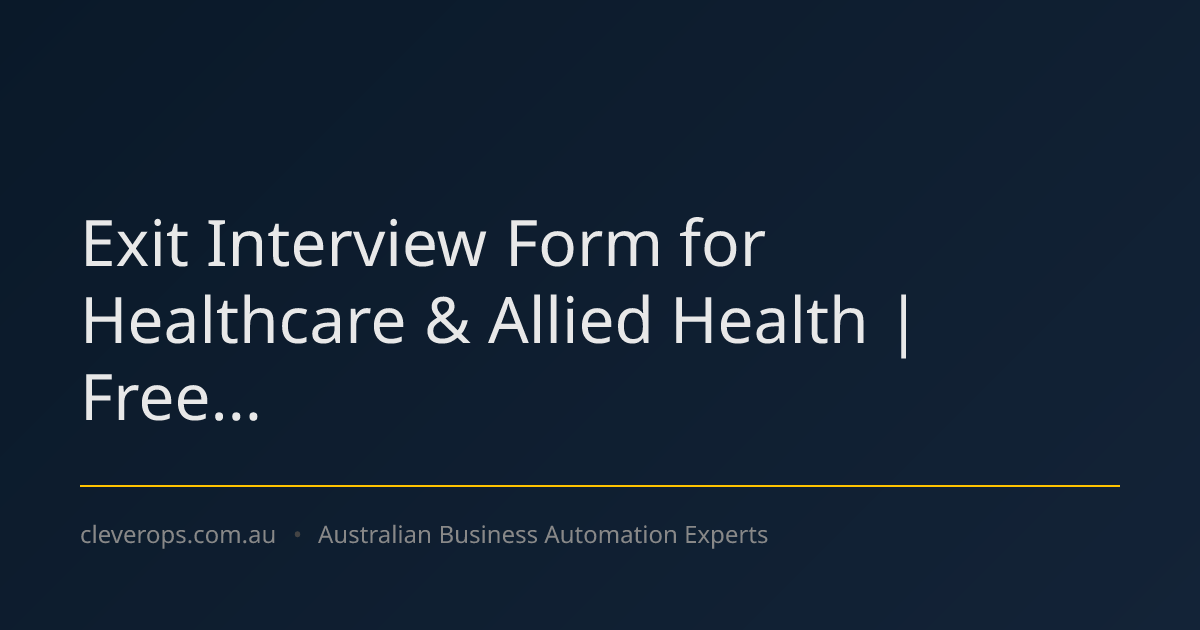 Exit Interview Form for Healthcare & Allied Health | Free...