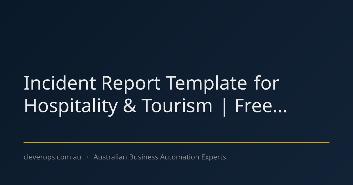 Incident Report Template for Hospitality & Tourism | Free...