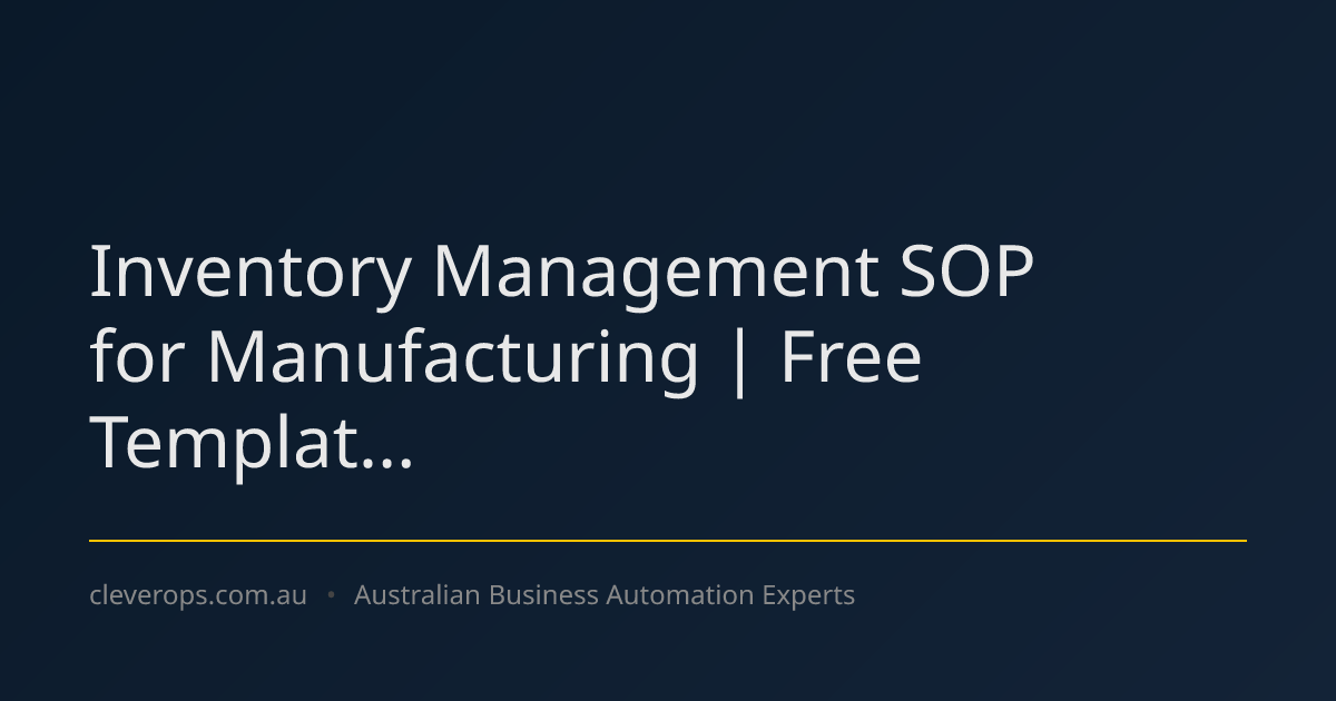 Inventory Management SOP for Manufacturing | Free Templat...