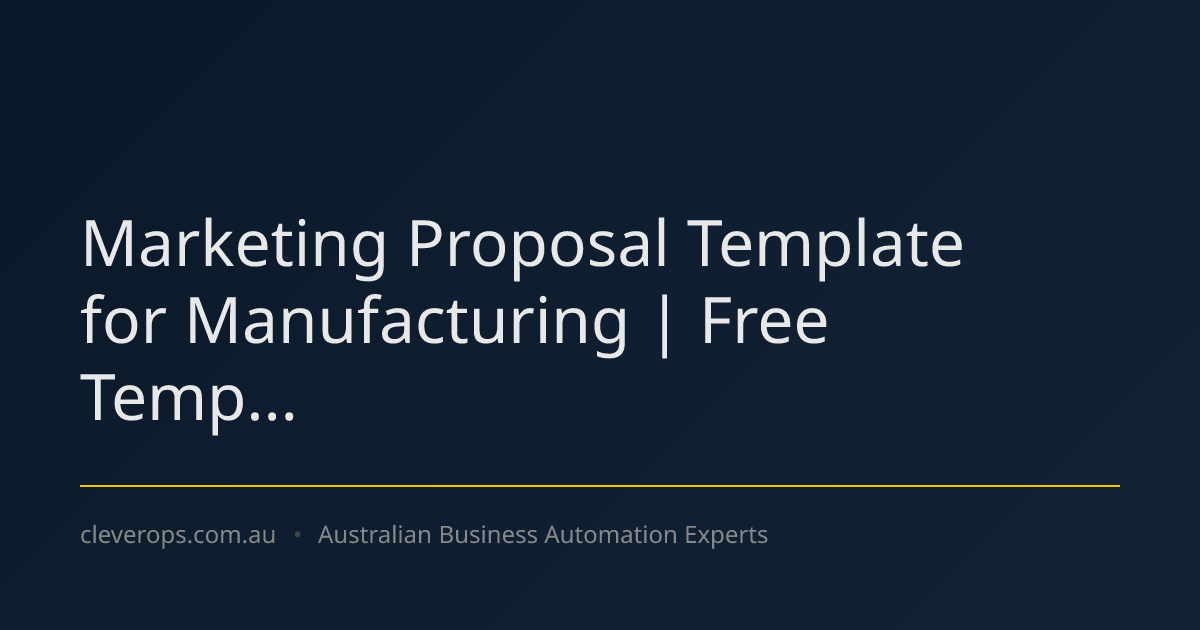 Marketing Proposal Template for Manufacturing | Free Temp...
