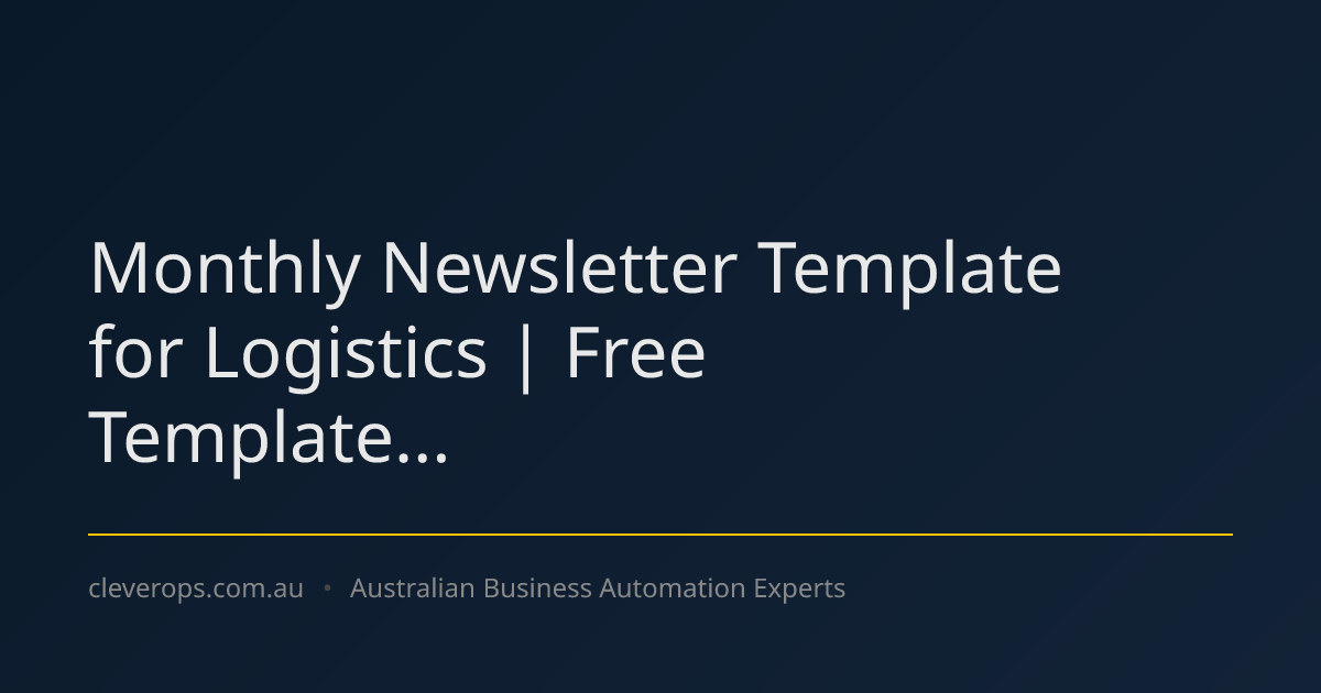 Monthly Newsletter Template for Logistics | Free Template...