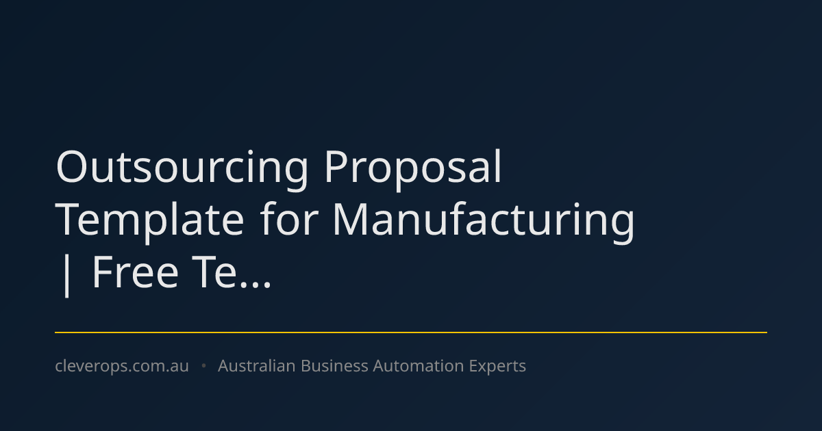 Outsourcing Proposal Template for Manufacturing | Free Te...