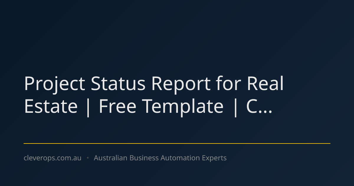 Project Status Report for Real Estate | Free Template | C...