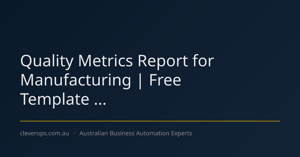 Quality Metrics Report for Manufacturing | Free Template ...