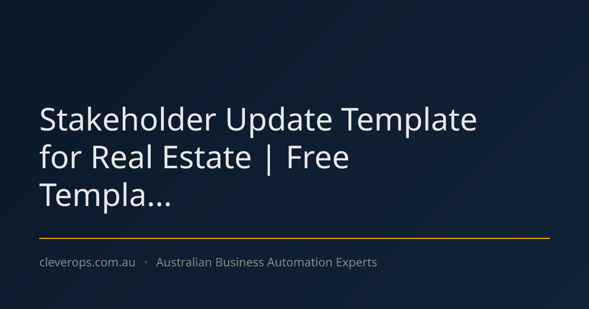 Stakeholder Update Template for Real Estate | Free Templa...
