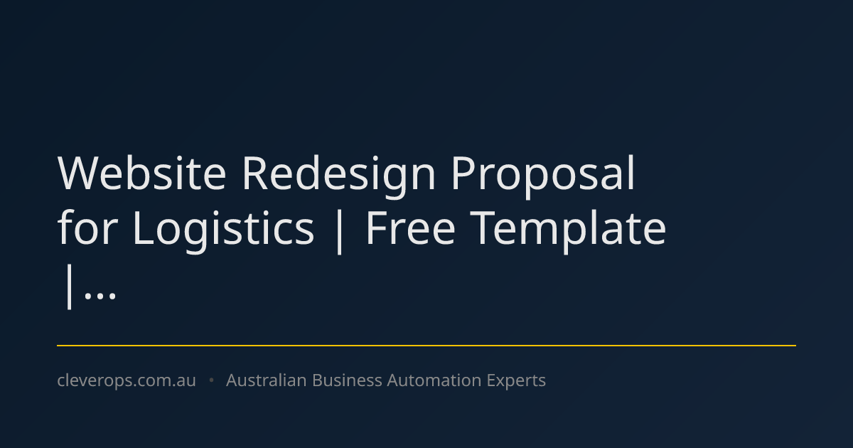 Website Redesign Proposal for Logistics | Free Template