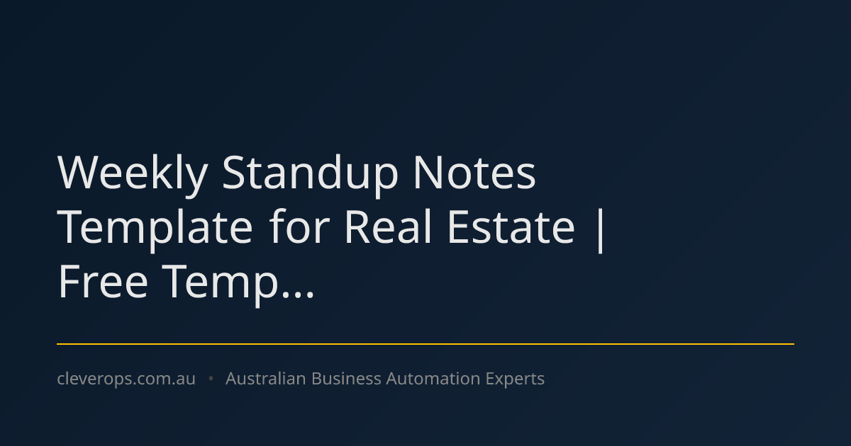Weekly Standup Notes Template for Real Estate | Free Temp...
