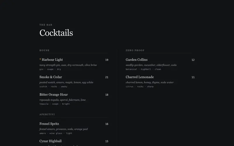 Cocktail List Spread preview