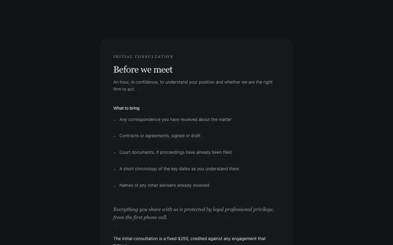 Consultation Intake Panel preview