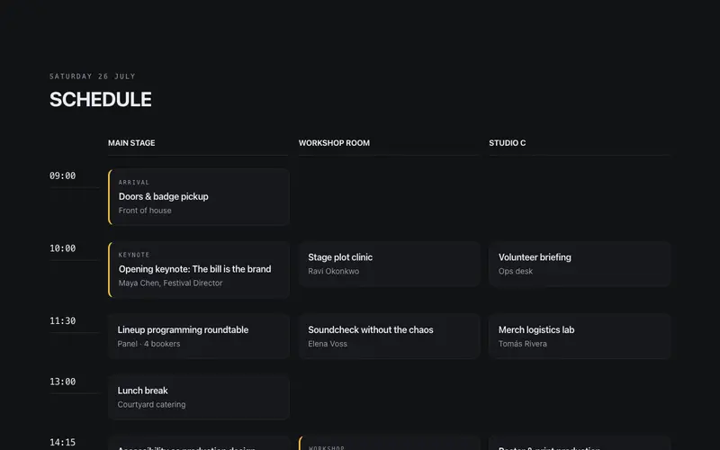 Event Schedule Tracks preview