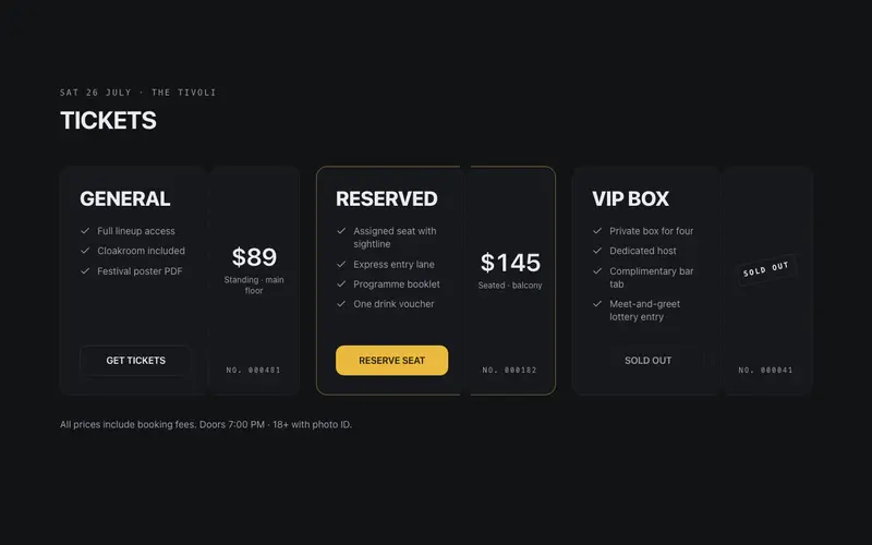 Event Ticket Tiers preview