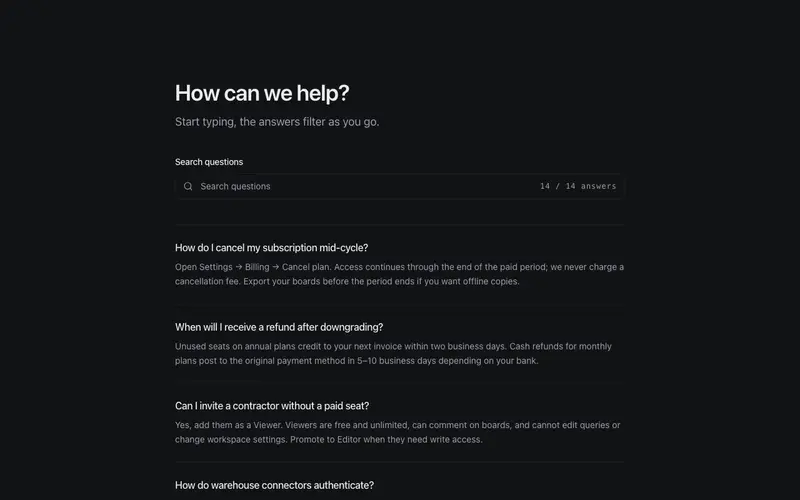 FAQ Inline Search preview