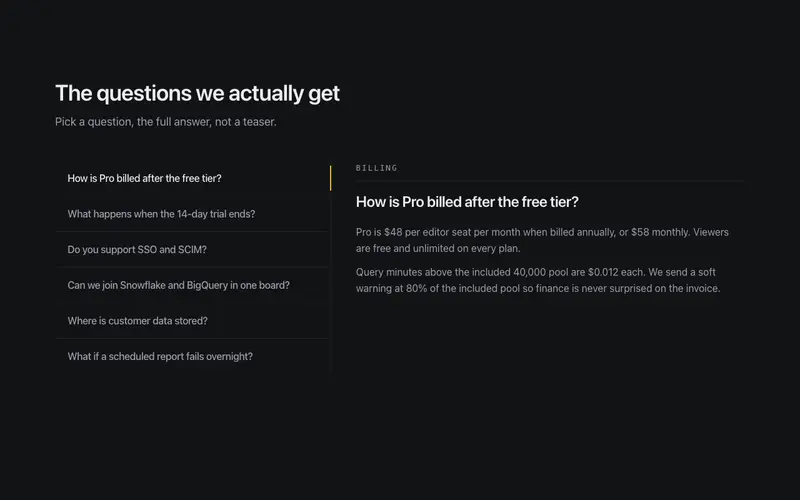 FAQ Split Detail preview
