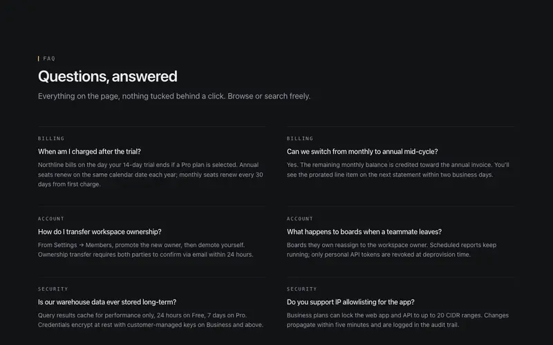 Two-Column FAQ preview