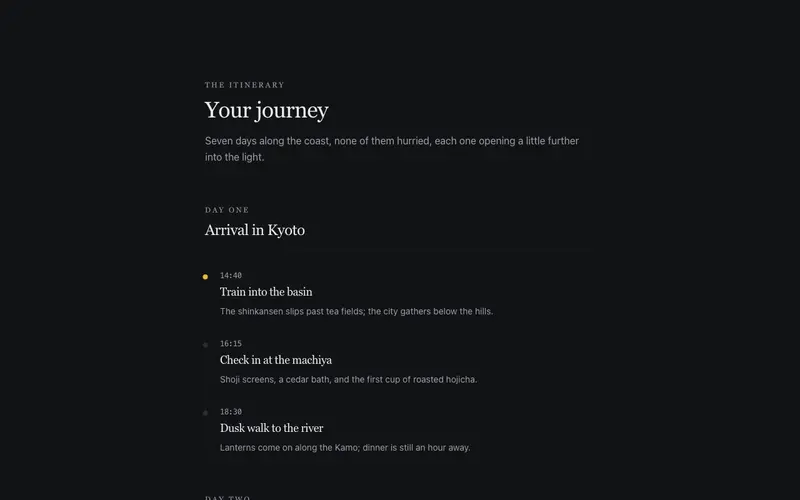 Itinerary Day Flow preview