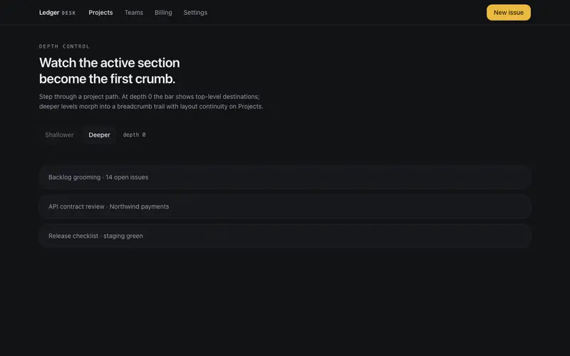Breadcrumb Morph Navbar preview