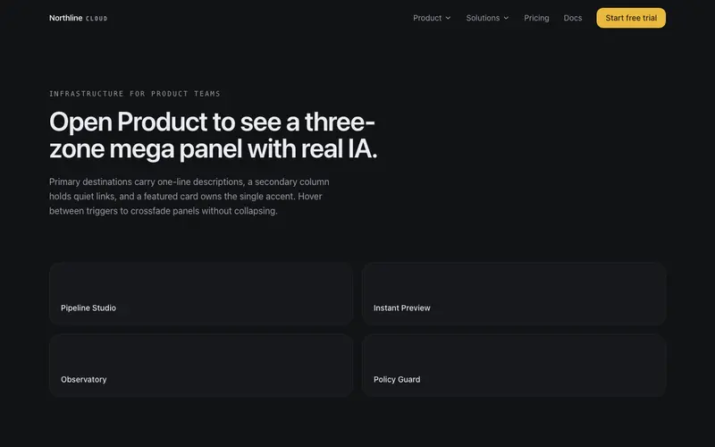Mega Panel Navbar preview