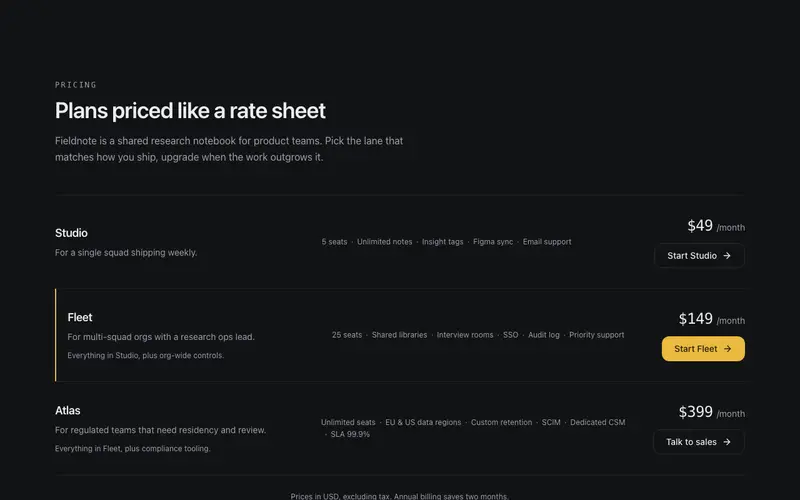 Plan Rows Pricing preview