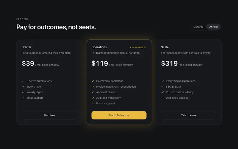 Glow Pricing Tiers preview