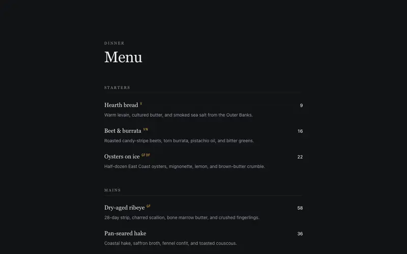 Editorial Menu preview