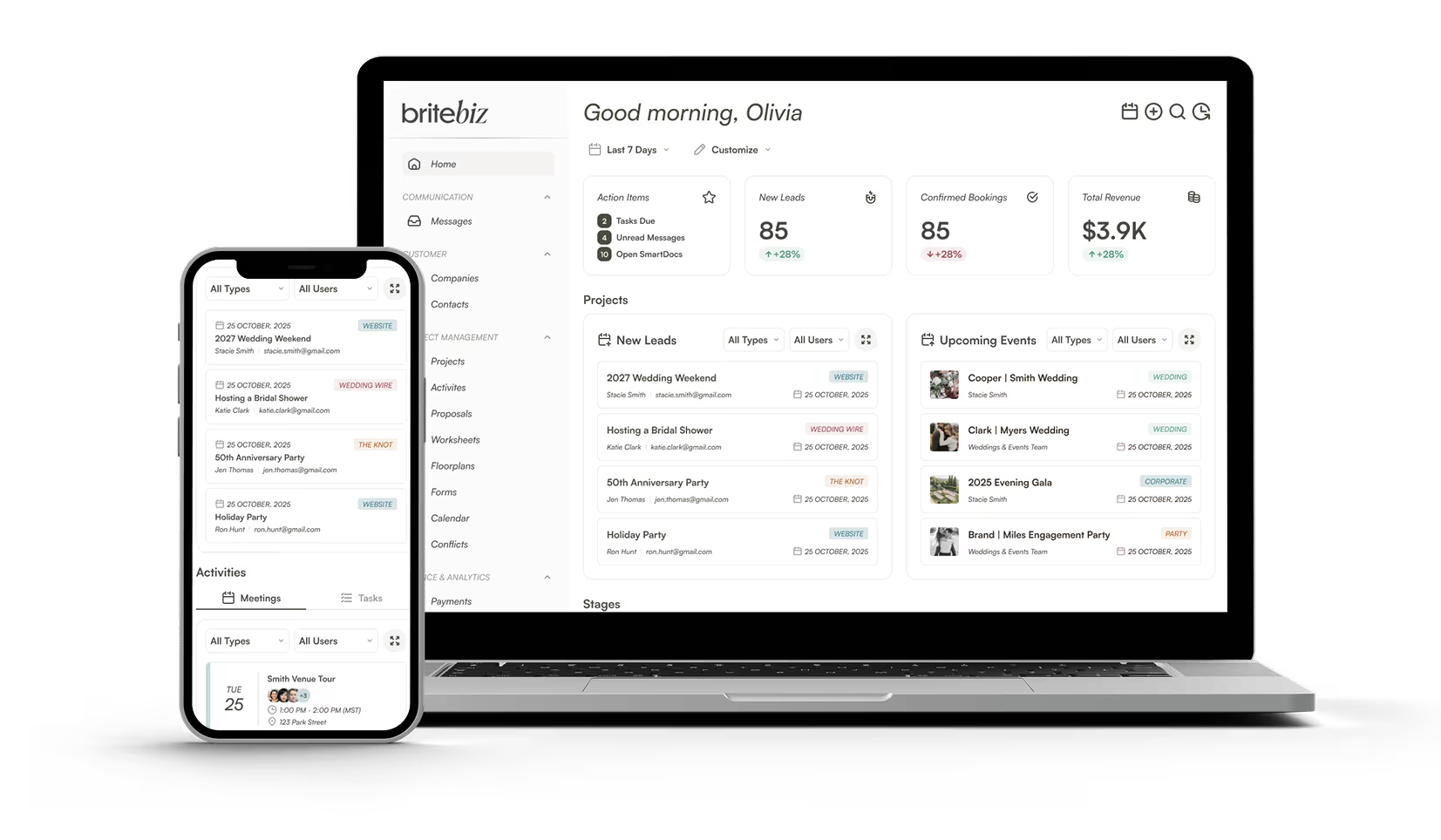 The BriteBiz product dashboard, where you would look for any API or developer option but none is documented.