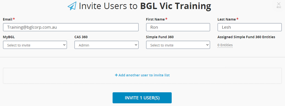 Invite a new user