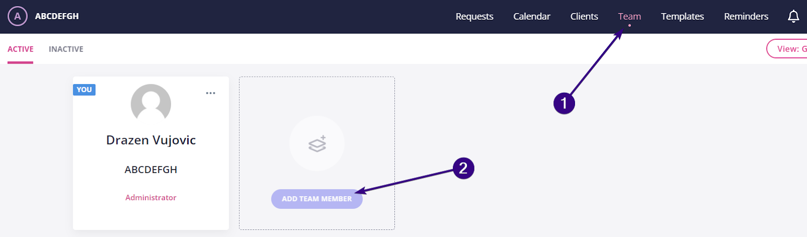 Content Snare Team tab with the Add team member button highlighted.